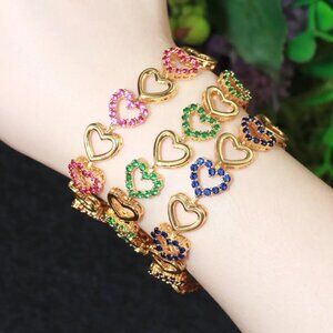 Heart Link lab-created Gemstone Bracelet in Gold Plating